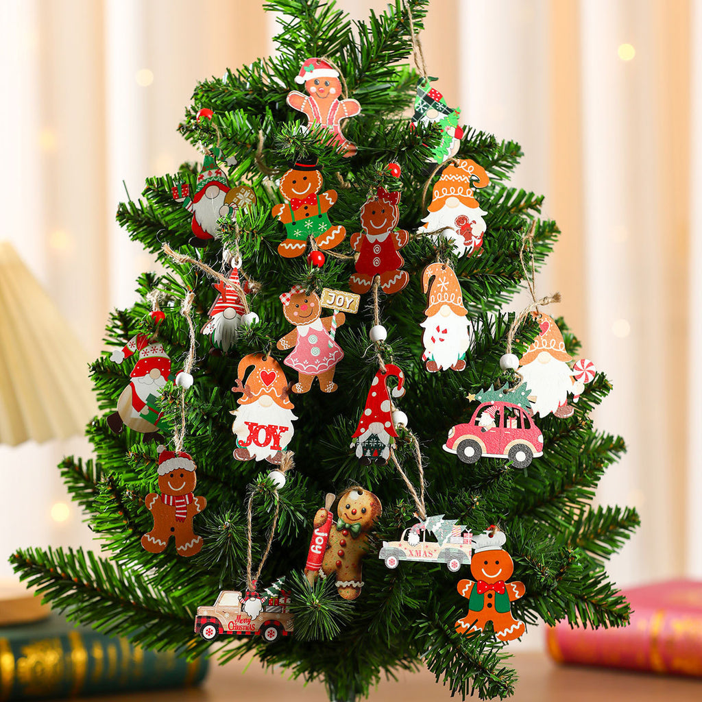 12 PCs Christmas Wooden Pendant