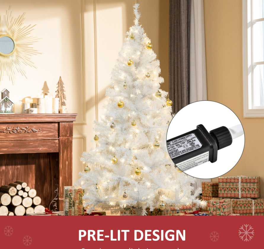 Pre-Lit Silky White Christmas tree