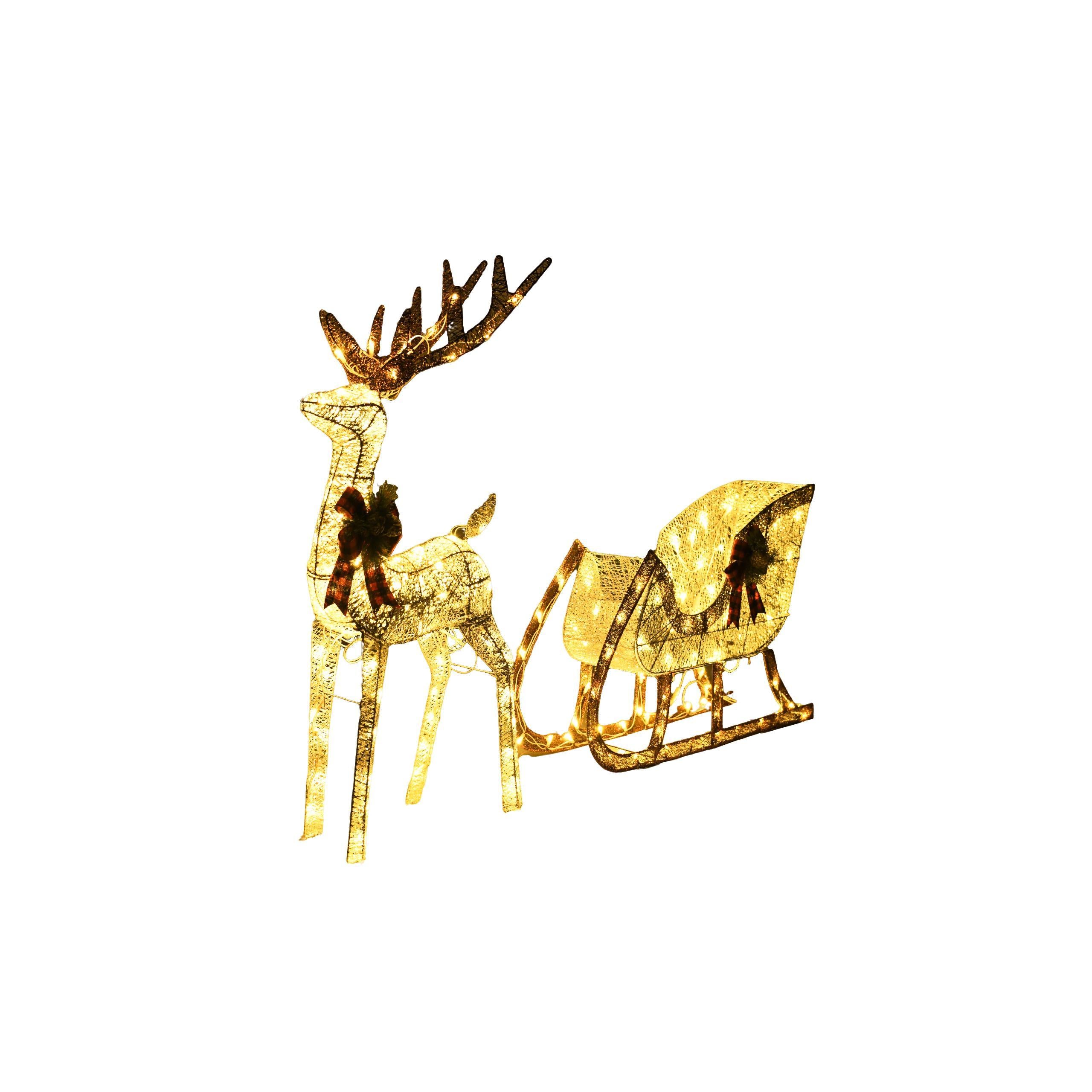 48-inch Christmas Reindeer And 38-inch Sleigh