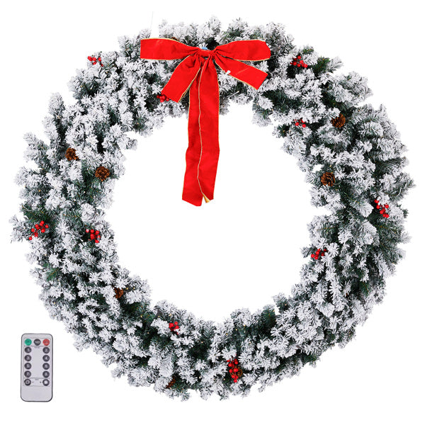 60 inch Pre-lit Snow Flocked Christmas Wreath