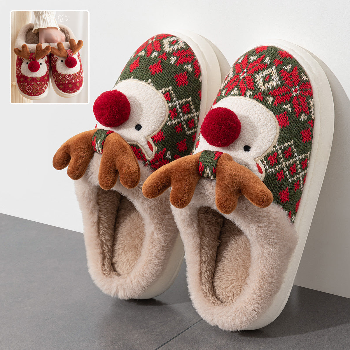 Elk Plush Slippers