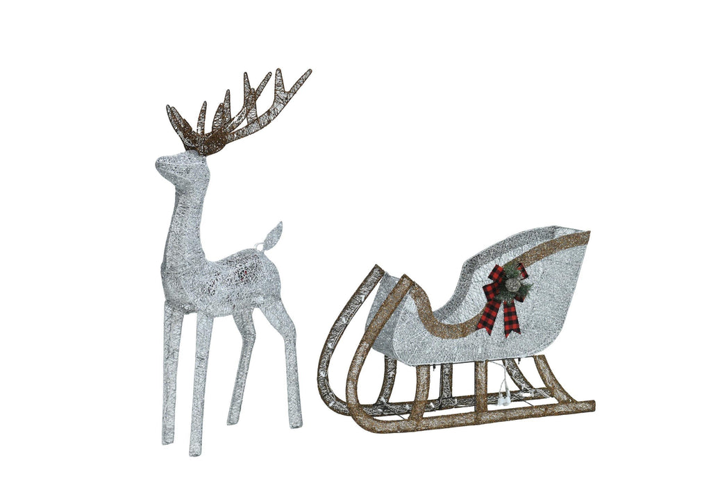 48-inch Christmas Reindeer And 38-inch Sleigh