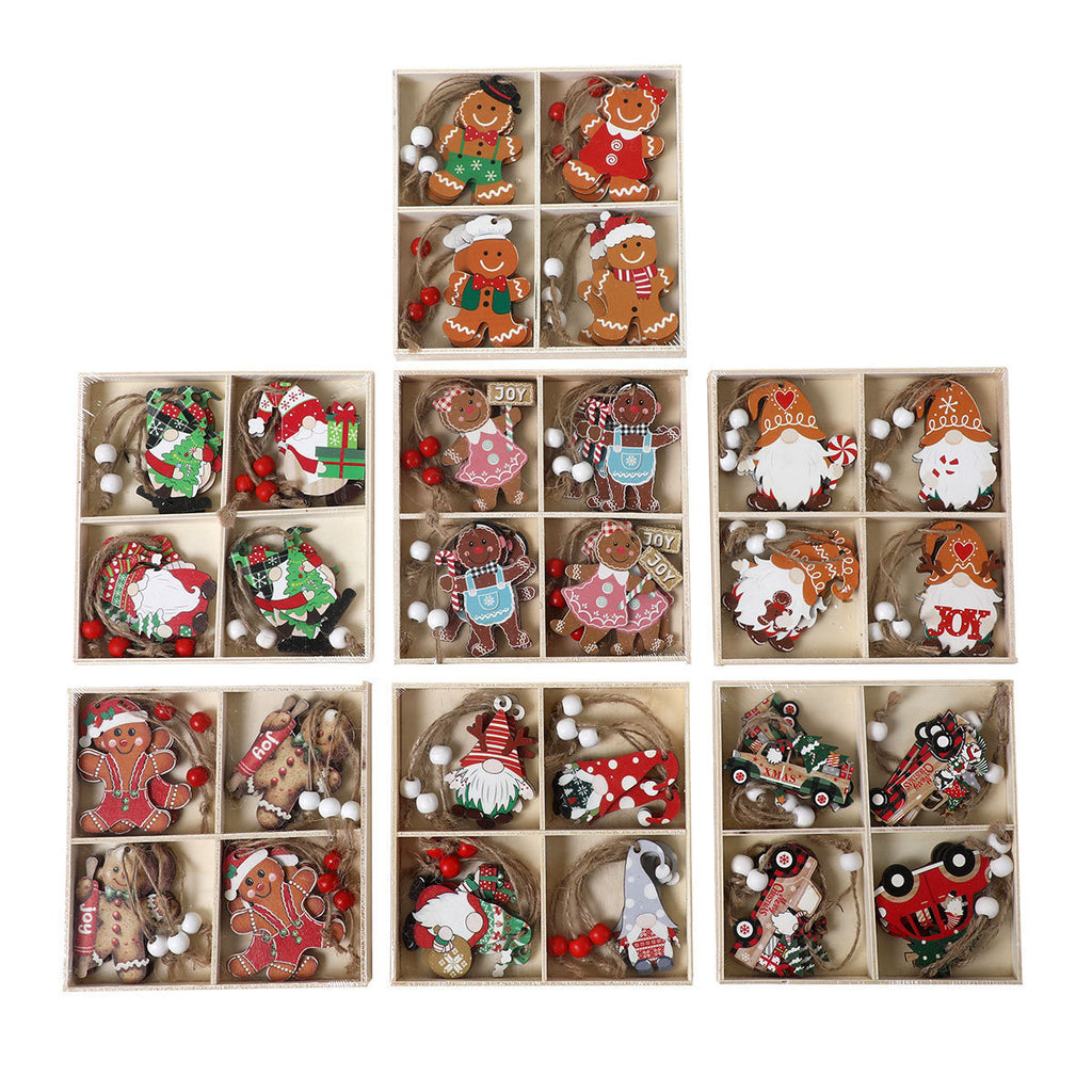 12 PCs Christmas Wooden Pendant
