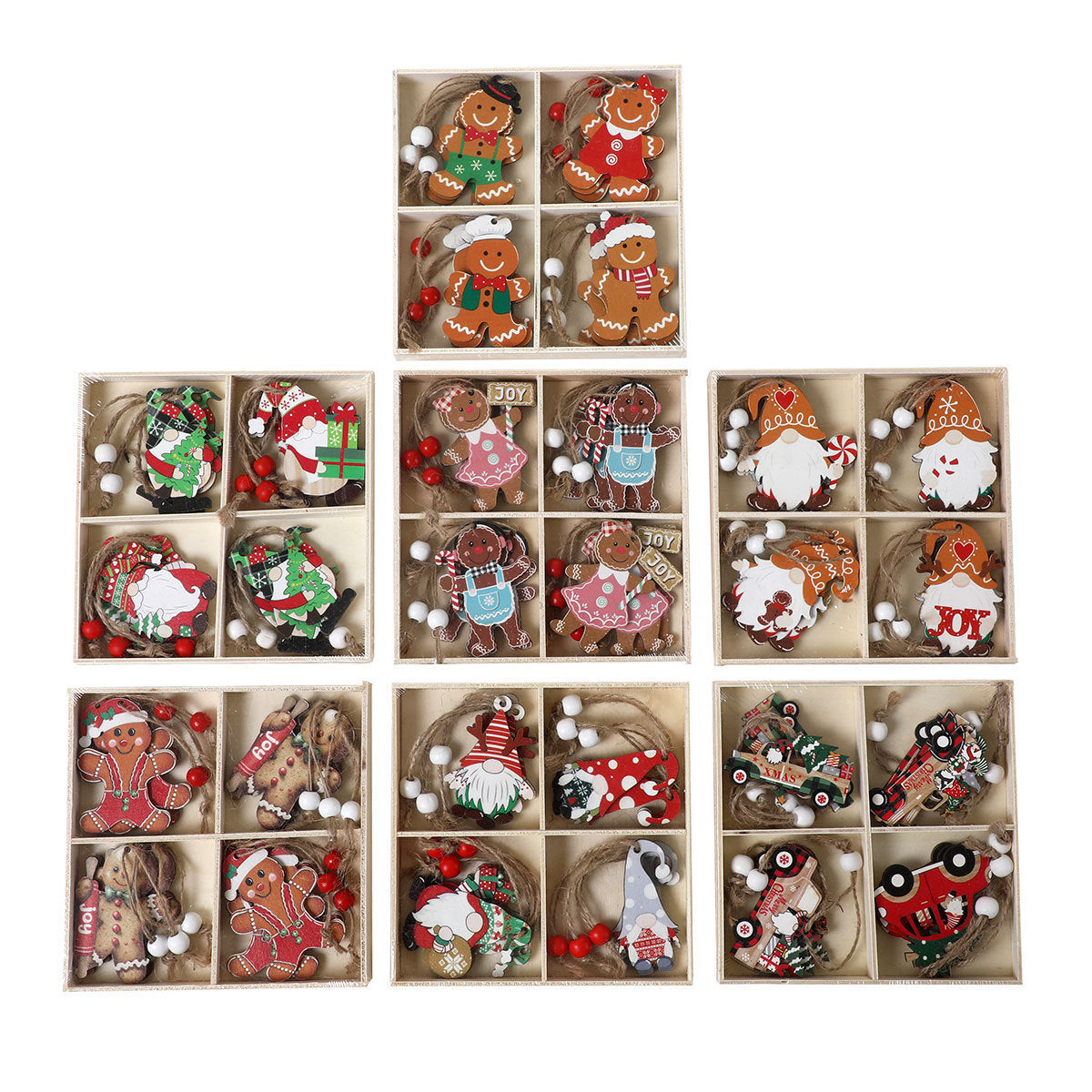 12 PCs Christmas Wooden Pendant