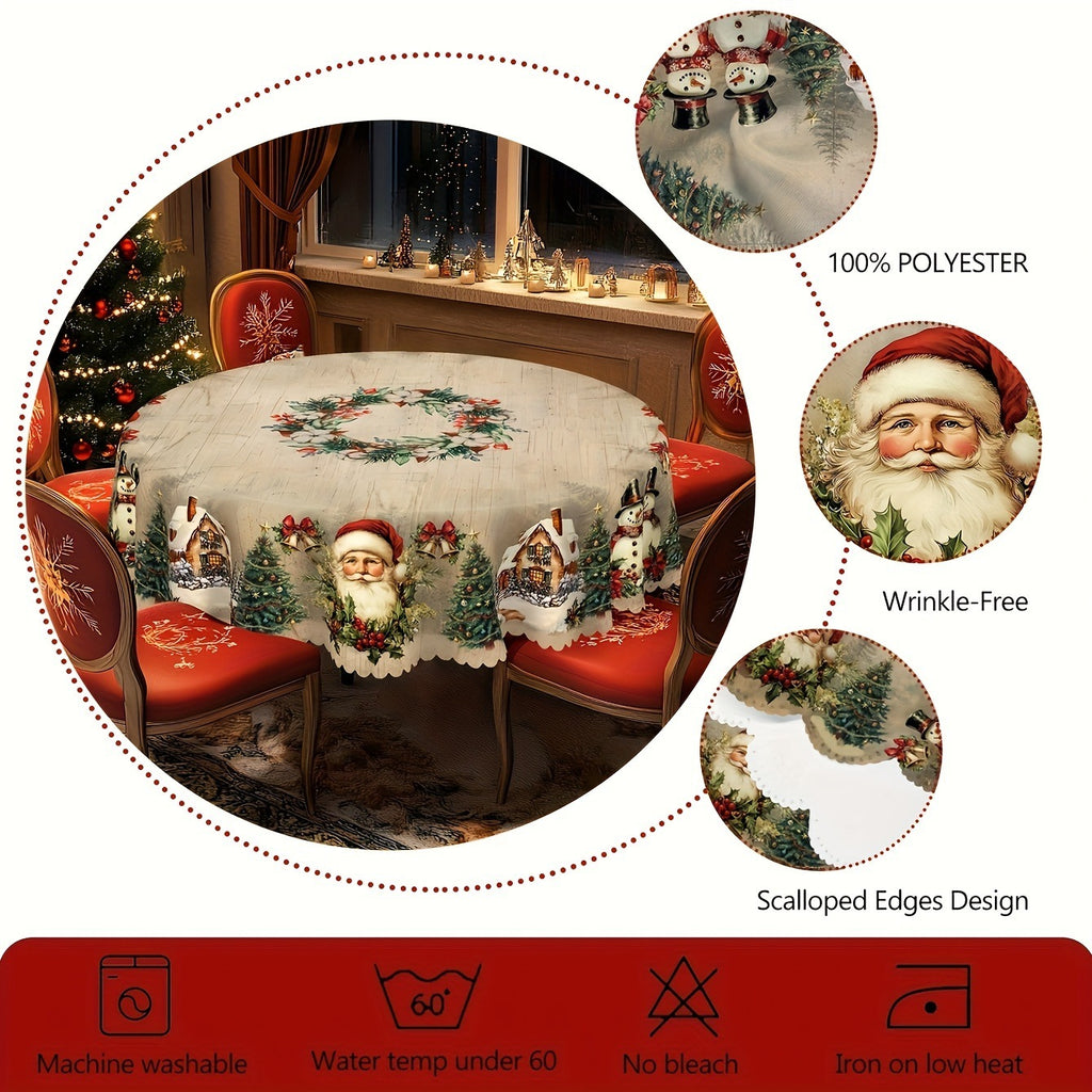 Round Santa Claus Tablecloth