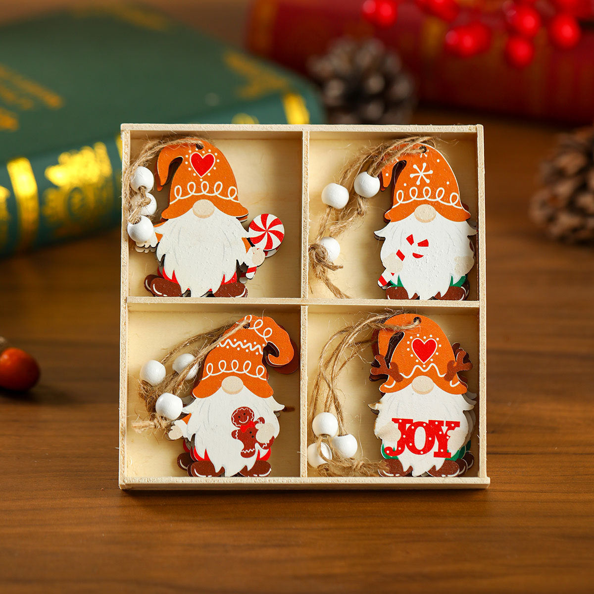 12 PCs Christmas Wooden Pendant