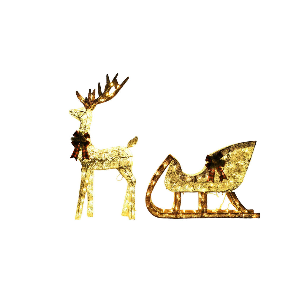 48-inch Christmas Reindeer And 38-inch Sleigh